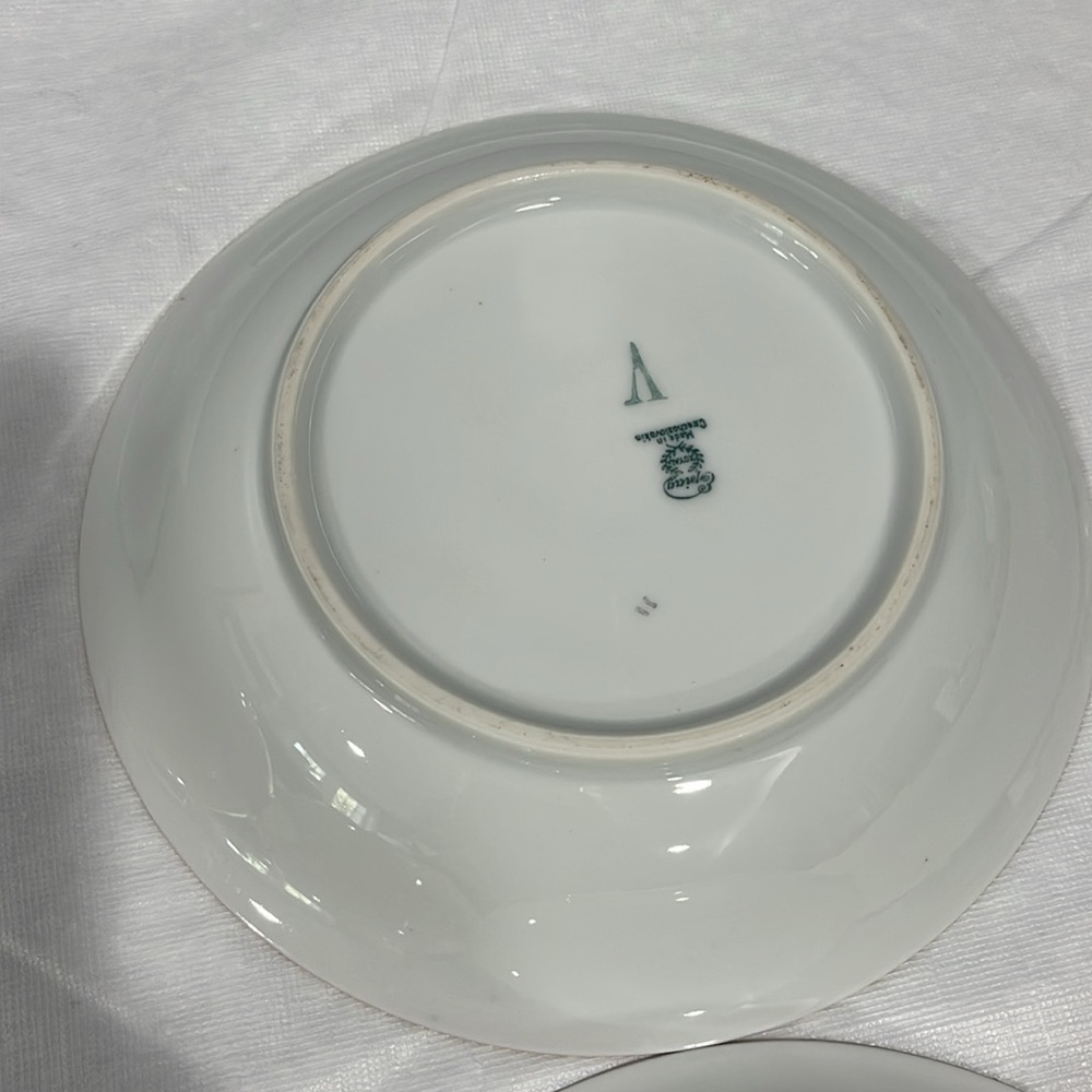 Vintage Epiag Czechoslovakia 8” Soup Plates Royal Peacock Flowers set of 4 - Picture 15 of 16